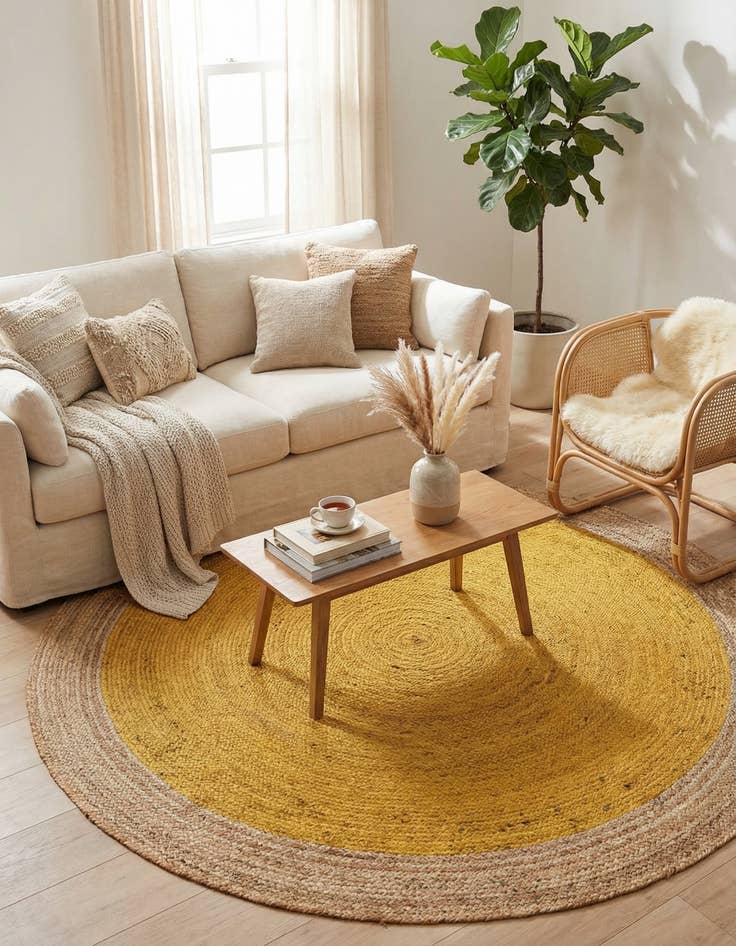 Detail image of  8' x 8'  Hand Braided Jute Round Rug