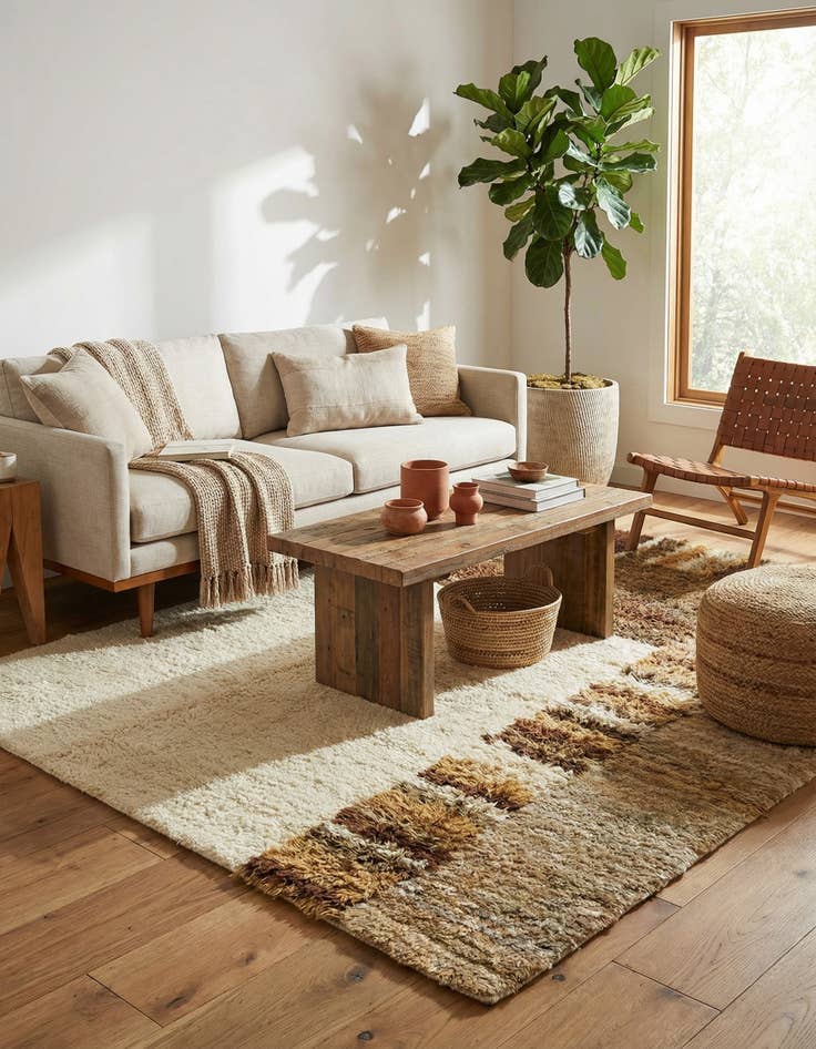 Detail image of 6' 7 x 8' 2  Hand Knotted Moroccan Wool Rug