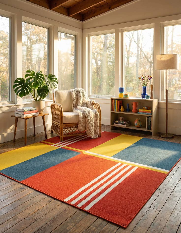 Detail image of 7' 10 x 7' 10 Easy-Clean Modern Indoor / Outdoor Square Rug