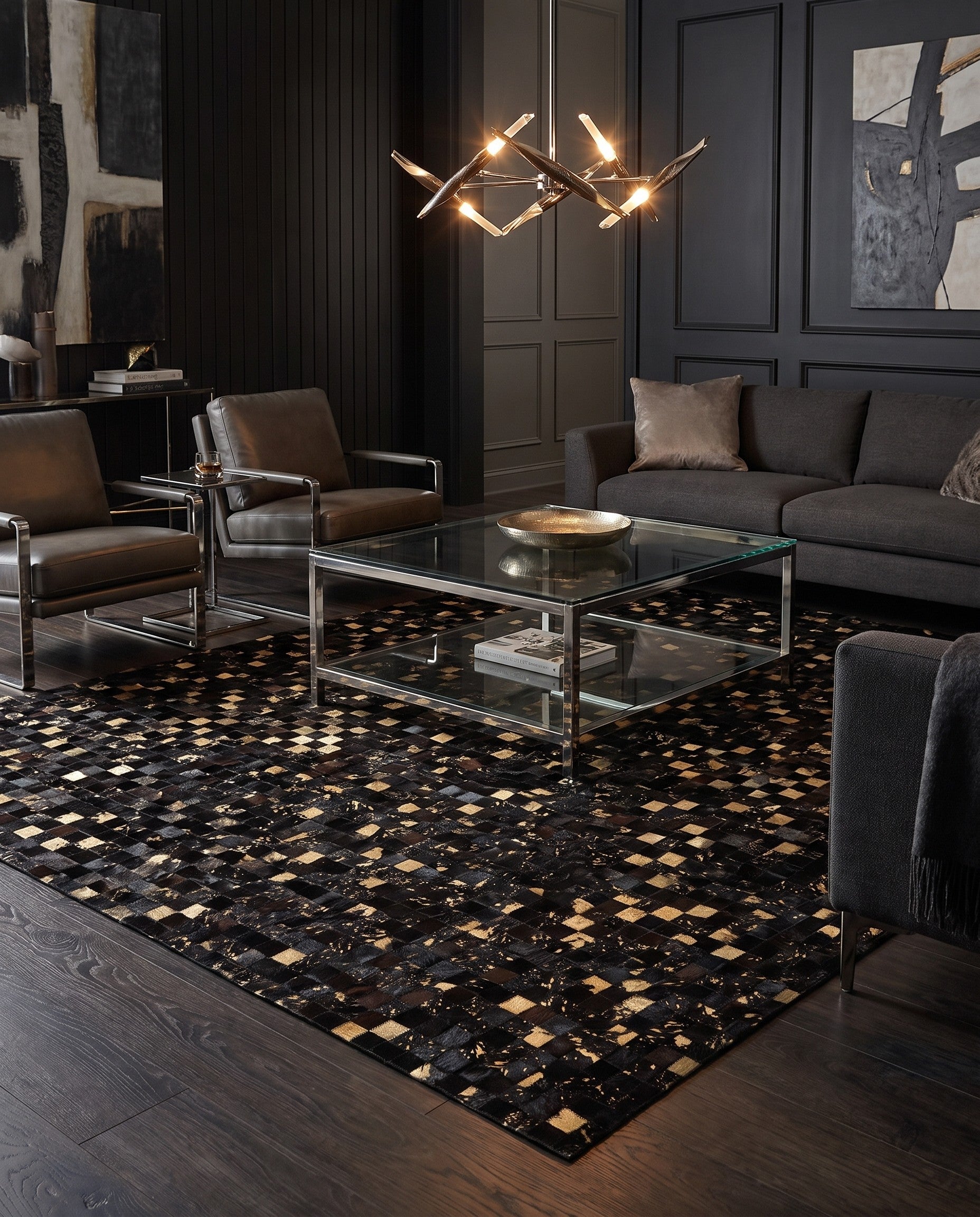 5' 2 x 8' Cowhide Leather Rug