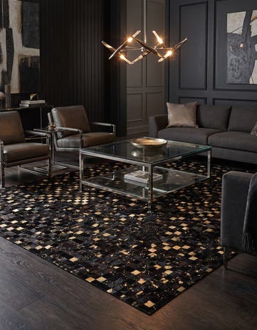 5' 2 x 8' Cowhide Leather Rug