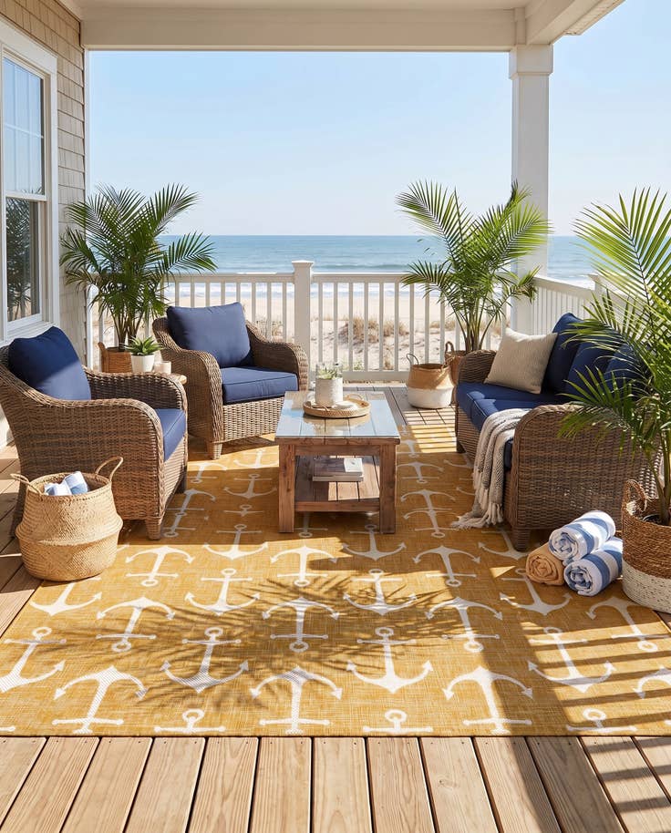 Detail image of 10' x 14' Easy-Clean Coastal Indoor / Outdoor Rug