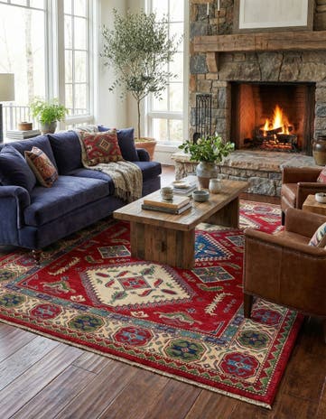 6' 7 x 10' Hand Knotted Kazak Rug