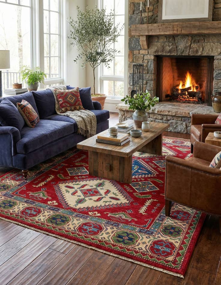 Detail image of  6' 7 x 10'  Hand Knotted Kazak Rug