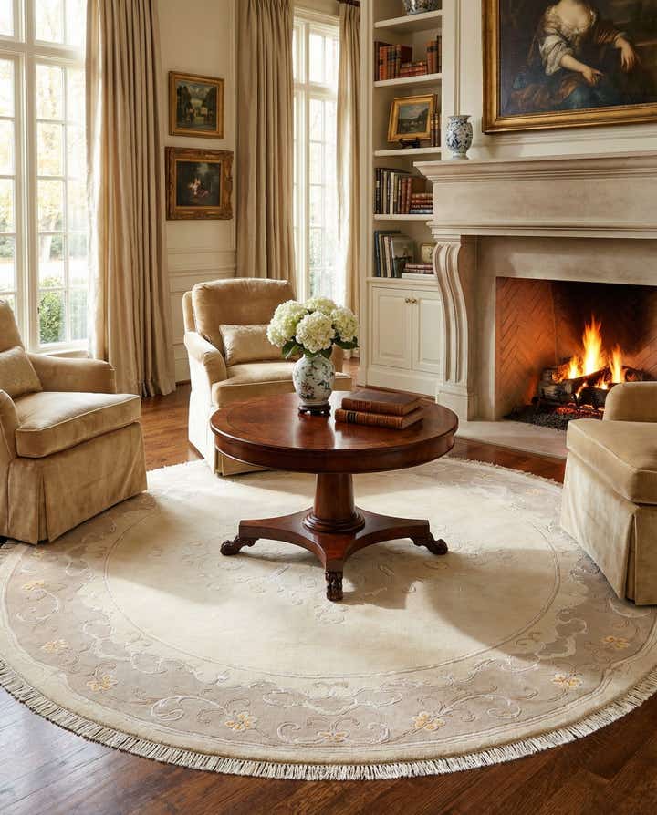 8' 4 x 8' 4 Hand Knotted Darya Wool Round Rug