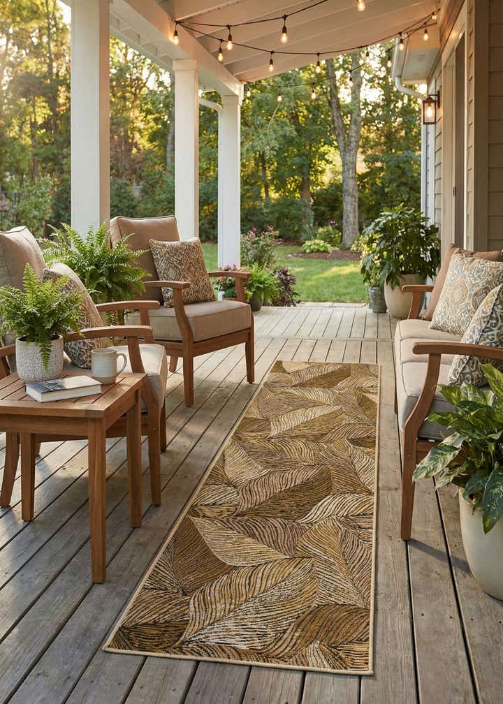 2' x 8' Easy-Clean Botanical Indoor / Outdoor Runner Rug