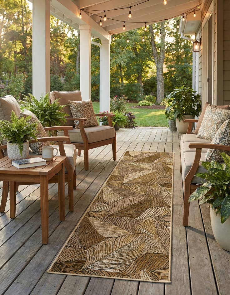 Detail image of 2' x 8'  Washable Botanical Indoor / Outdoor Runner Rug