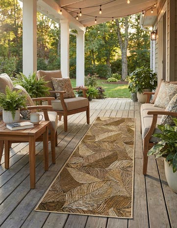 2' x 8' Easy-Clean Botanical Indoor / Outdoor Runner Rug