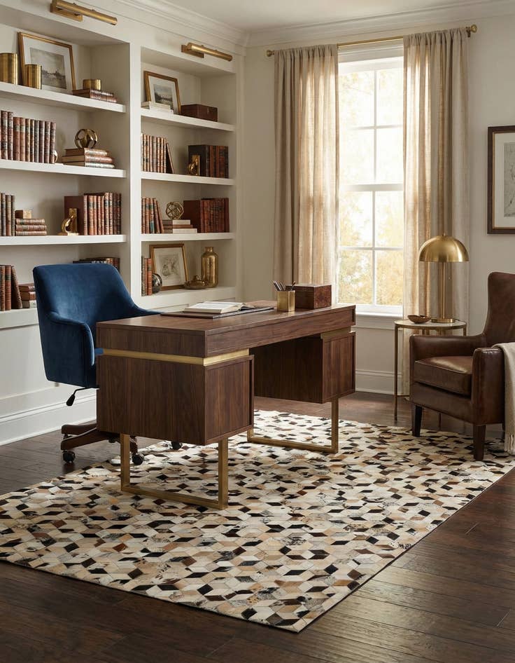 Detail image of 5' 1 x 7' 11 Cowhide - Patchwork Rug