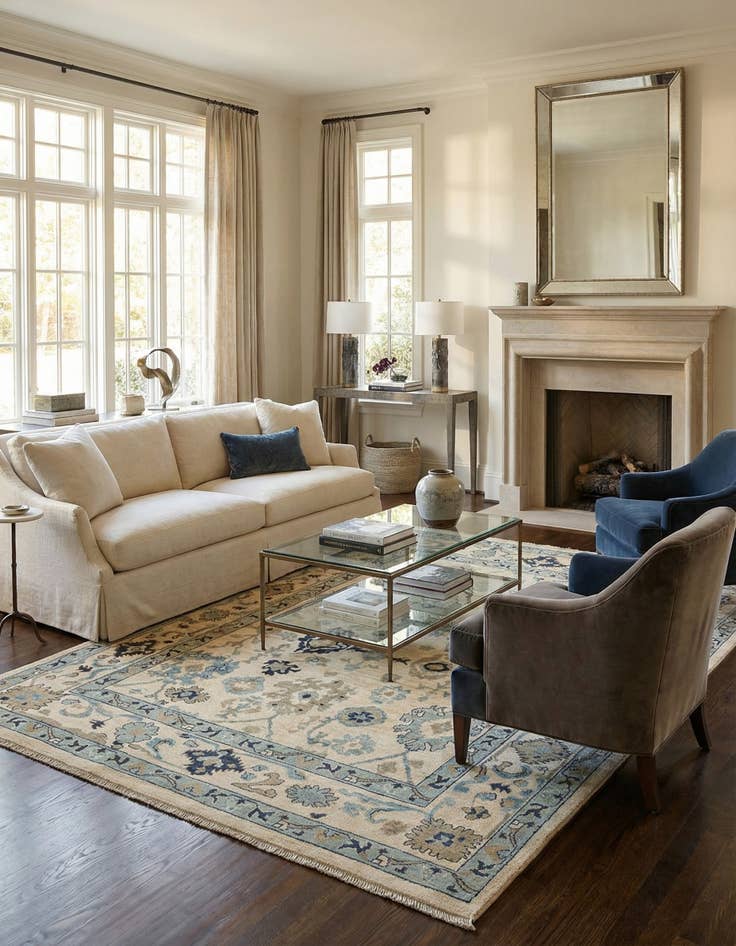 Detail image of 7' 10 x 9' 9  Hand Knotted Oushak Rug