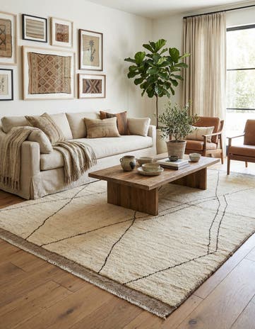 5' 8 x 8' Hand Knotted Moroccan Wool Rug