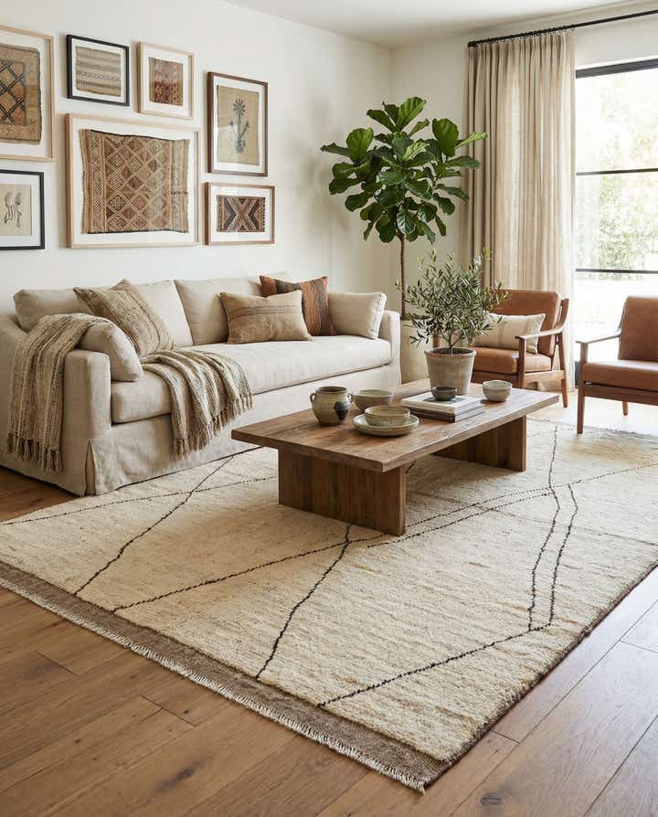 5' 8 x 8' Hand Knotted Moroccan Wool Rug