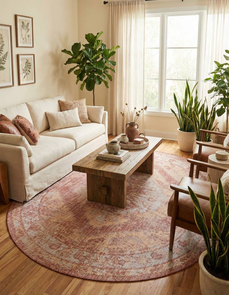 Detail image of  7' 10 x 10'  Washable Traditional Indoor / Outdoor Oval Rug