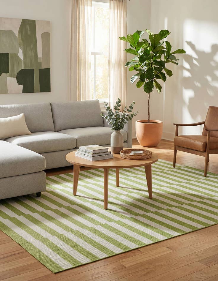 Detail image of 7' 10 x 11'  Washable Striped Indoor / Outdoor Rug