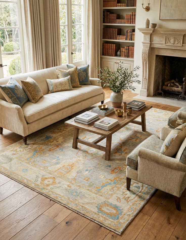 Detail image of 6' 8 x 9' 9 Hand Knotted Oushak Rug