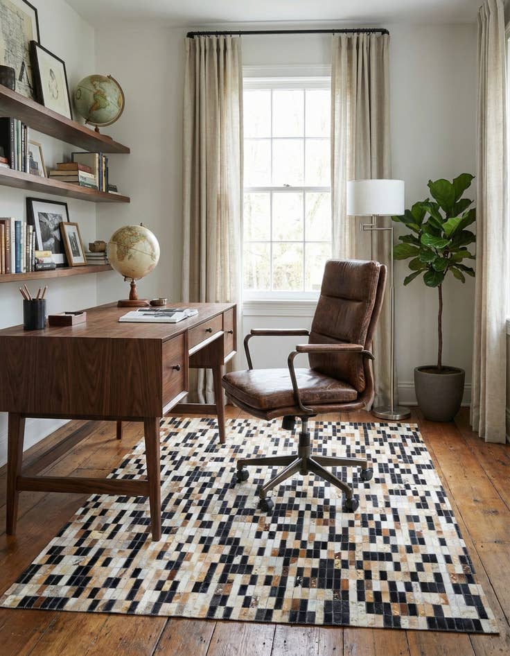 Detail image of  5' 1 x 7' 7 Cowhide Leather Rug