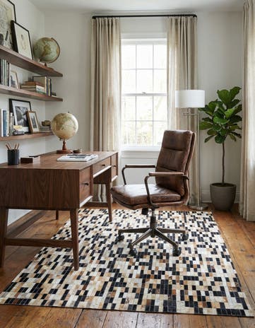 5' 1 x 7' 7 Cowhide Leather Rug