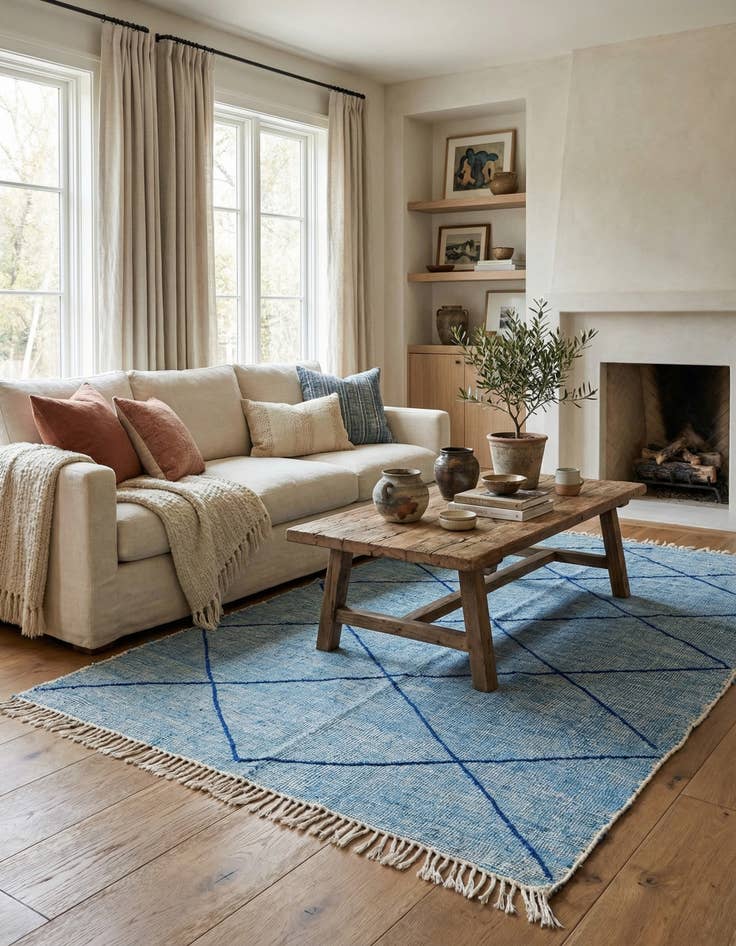 Detail image of  4' 8 x 7' 9  Hand Knotted Moroccan Wool Rug