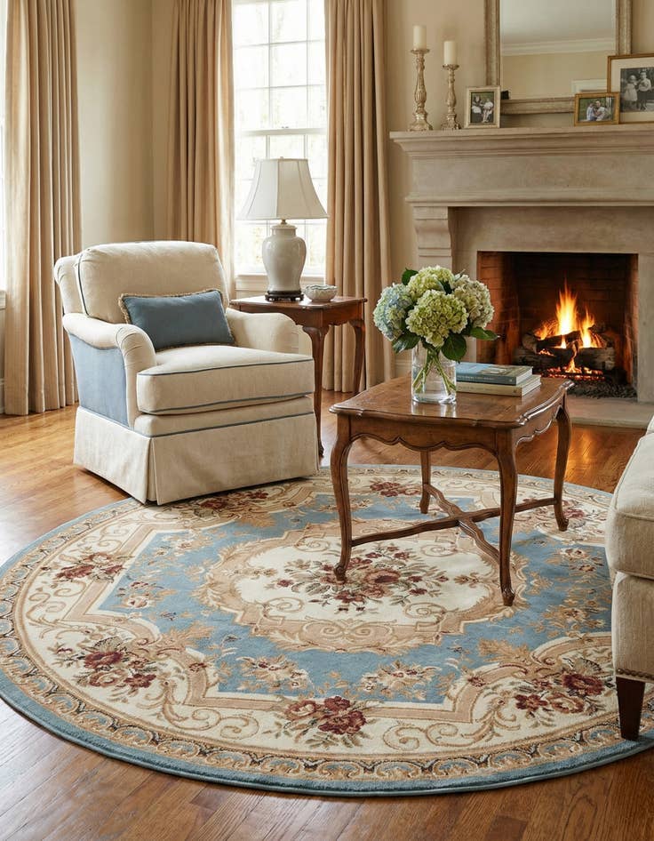 Detail image of 7' x 7' Classic Aubusson Round Rug
