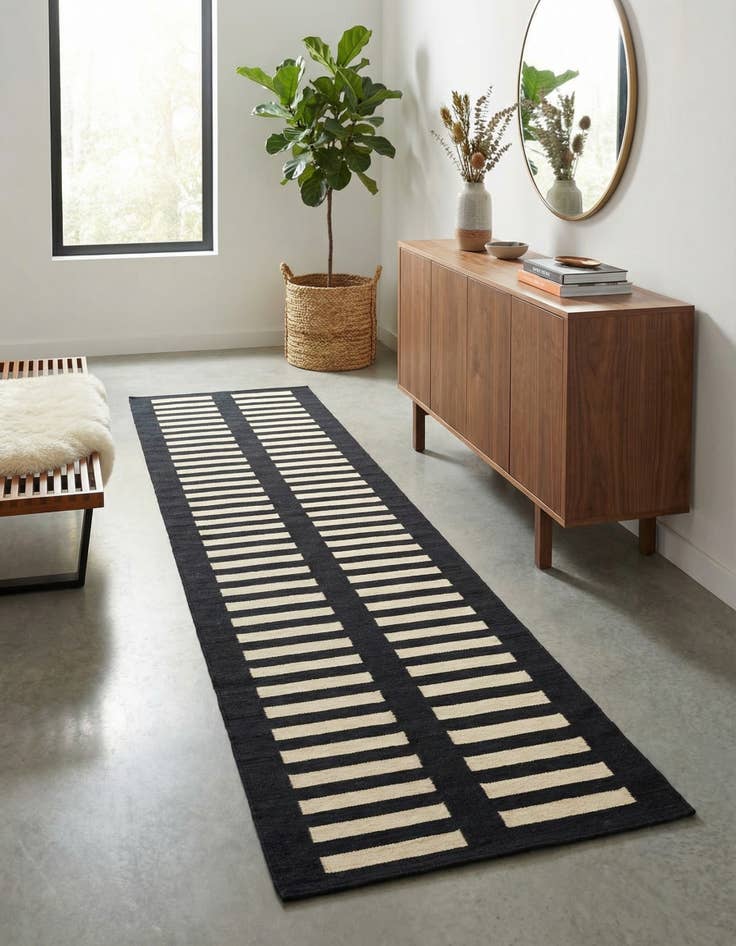 Detail image of 2' 5 x 10' 2  Hand Woven Kilim Modern Wool Runner Rug