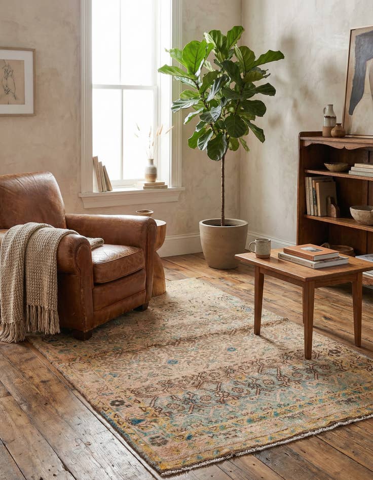 Detail image of  3' 9 x 6' 7  Hand Knotted Ultra Vintage Persian Wool Rug