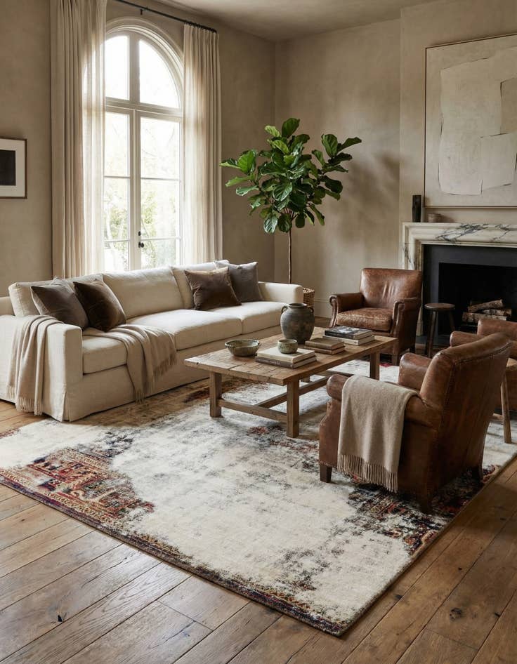 Detail image of 6' 5 x 9'  Hand Knotted Ultra Vintage Persian Wool Rug