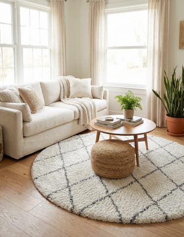5' 3 x 5' 3 Moroccan Shag Round Rug