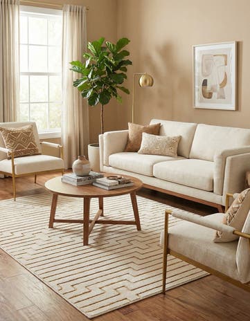 White and Gold Vogue Geo Rug