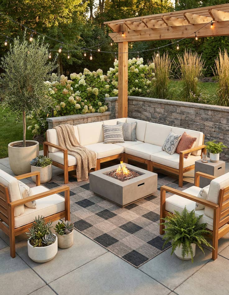 Detail image of 7' 10 x 10' Easy-Clean Checkered Indoor / Outdoor Rug
