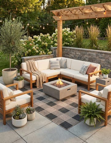 7' 10 x 10' Easy-Clean Checkered Indoor / Outdoor Rug