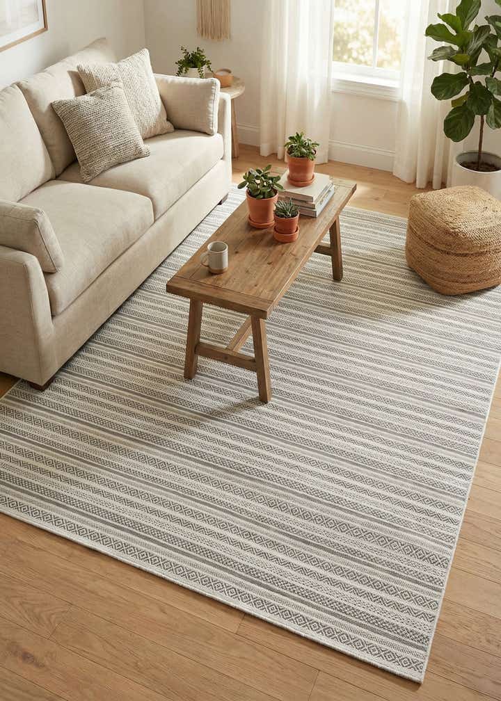 7' 10 x 11' Easy-Clean Striped Indoor / Outdoor Rug