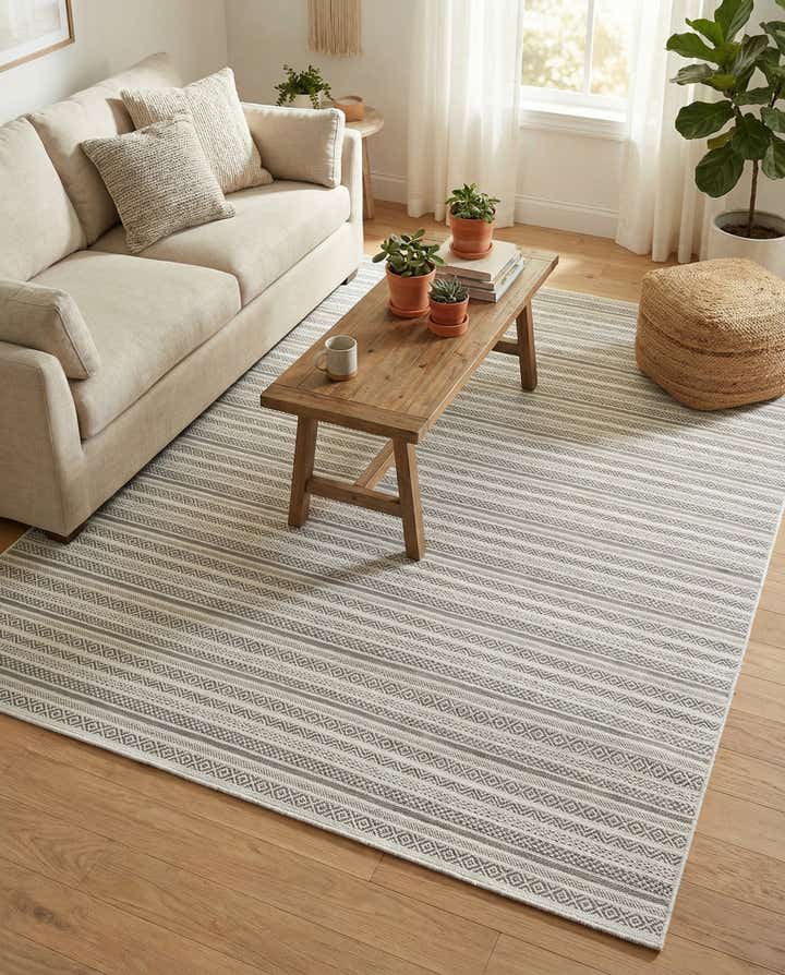 7' 10 x 11' Easy-Clean Striped Indoor / Outdoor Rug