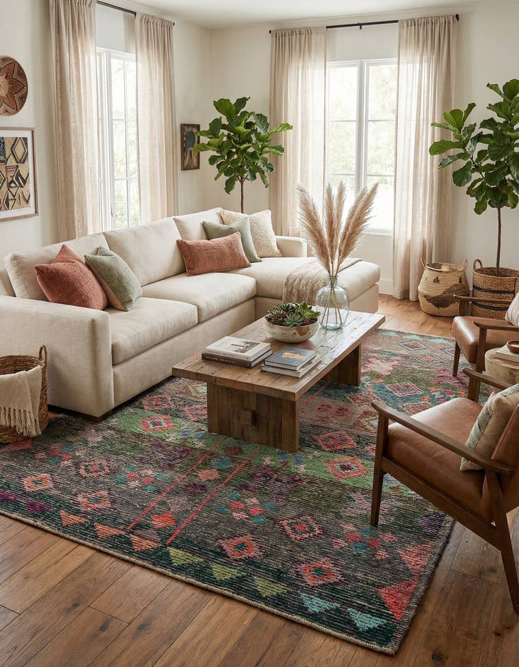 Detail image of  9' 6 x 12' 7  Hand Knotted Moroccan Wool Rug