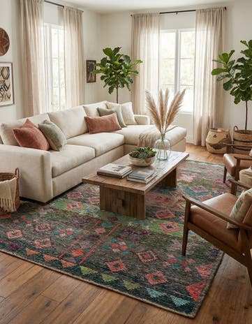 9' 6 x 12' 7 Hand Knotted Moroccan Wool Rug