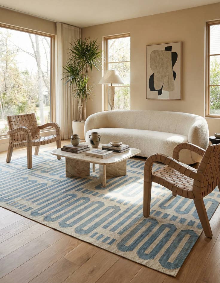 Detail image of  8' 2 x 10'  Hand Woven Kilim Modern Wool Rug