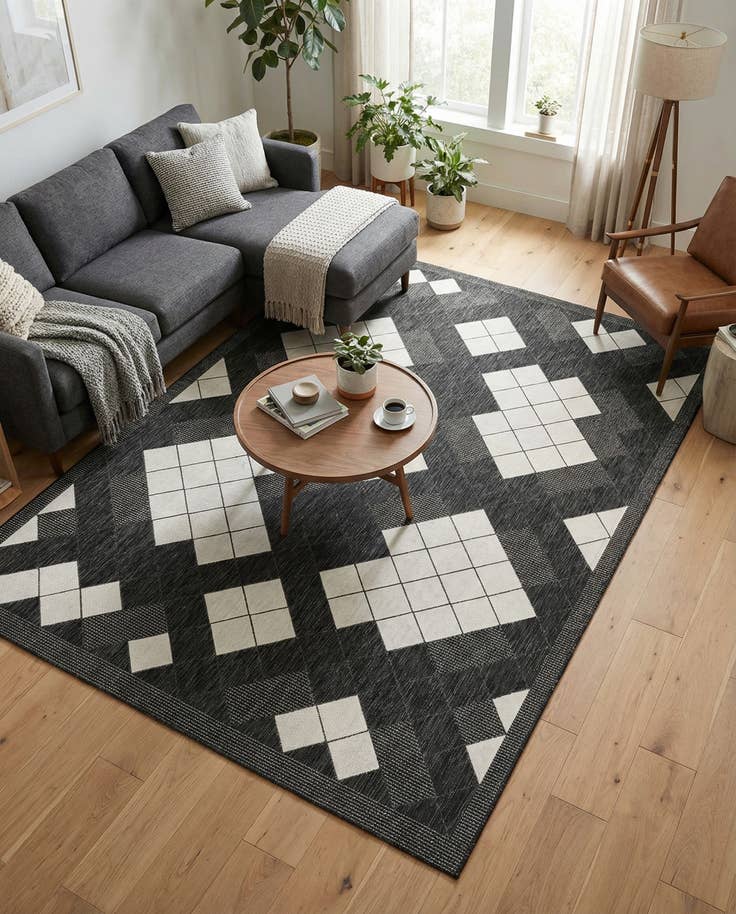 Detail image of 7' x 10' Easy-Clean Modern Indoor / Outdoor Rug