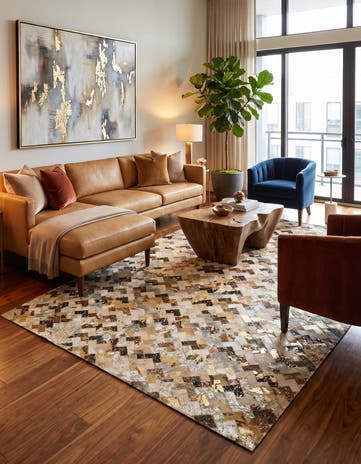 5' x 8' Cowhide Leather Rug