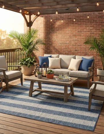 7' 10 x 7' 10 Easy-Clean Ribbon Indoor / Outdoor Square Rug