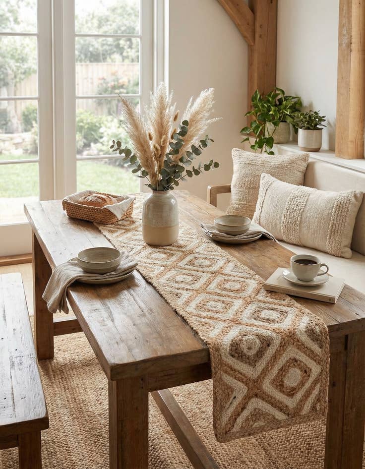 Detail image of  1' 2 x 8'  Hand Braided Jute Table Runner Rug