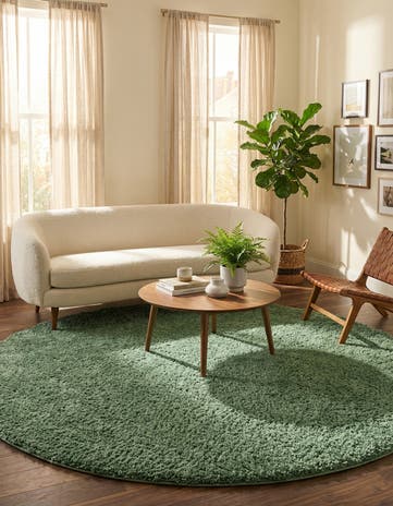 Green Everyday Shag Round Rug