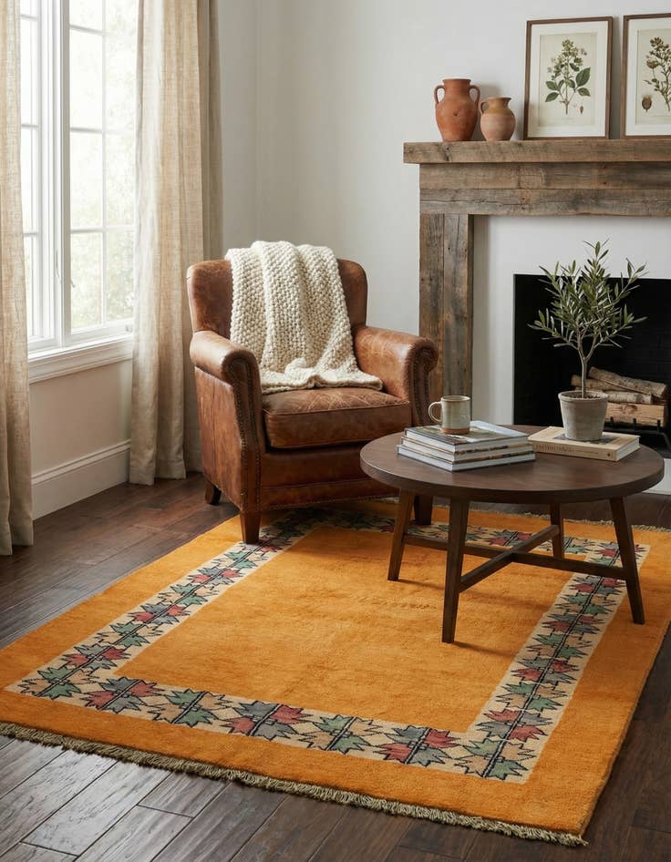 Detail image of 4' 1 x 5' 1  Hand Knotted Peshawar Ziegler Rug