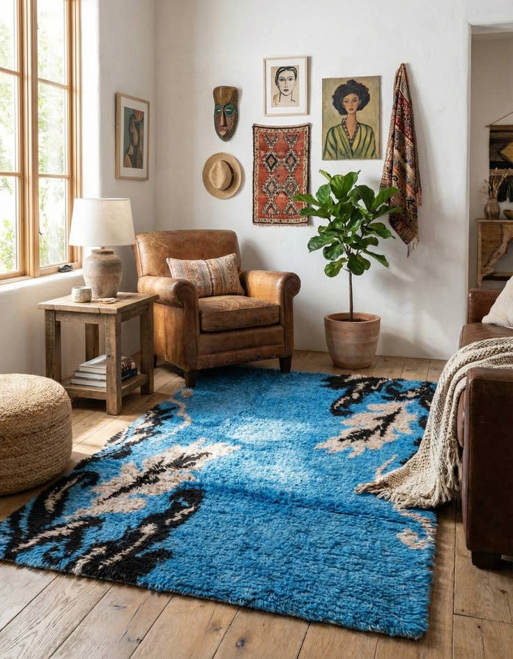 Detail image of 3' 10 x 5' 7  Hand Knotted Moroccan Wool Rug