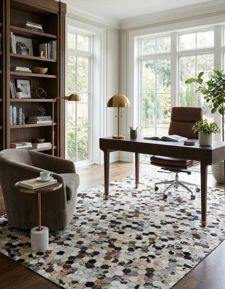 Detail image of  5' 1 x 7' 10 Cowhide Leather Rug