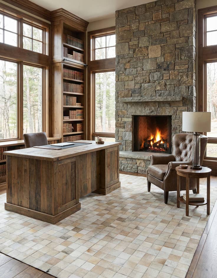 Detail image of 5' 1 x 8' Cowhide Leather Rug