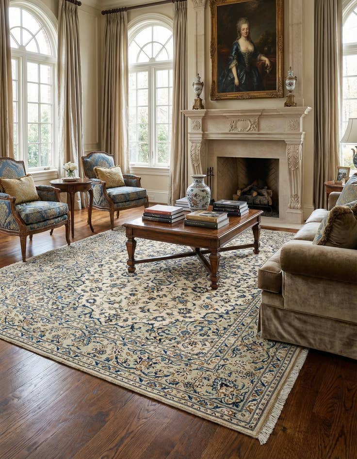 Detail image of 6' 6 x 9' 8 Kashan Wool Rug