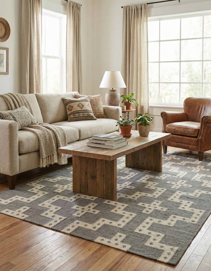 Detail image of  6' 1 x 9'  Hand Woven Kilim Wool Rug