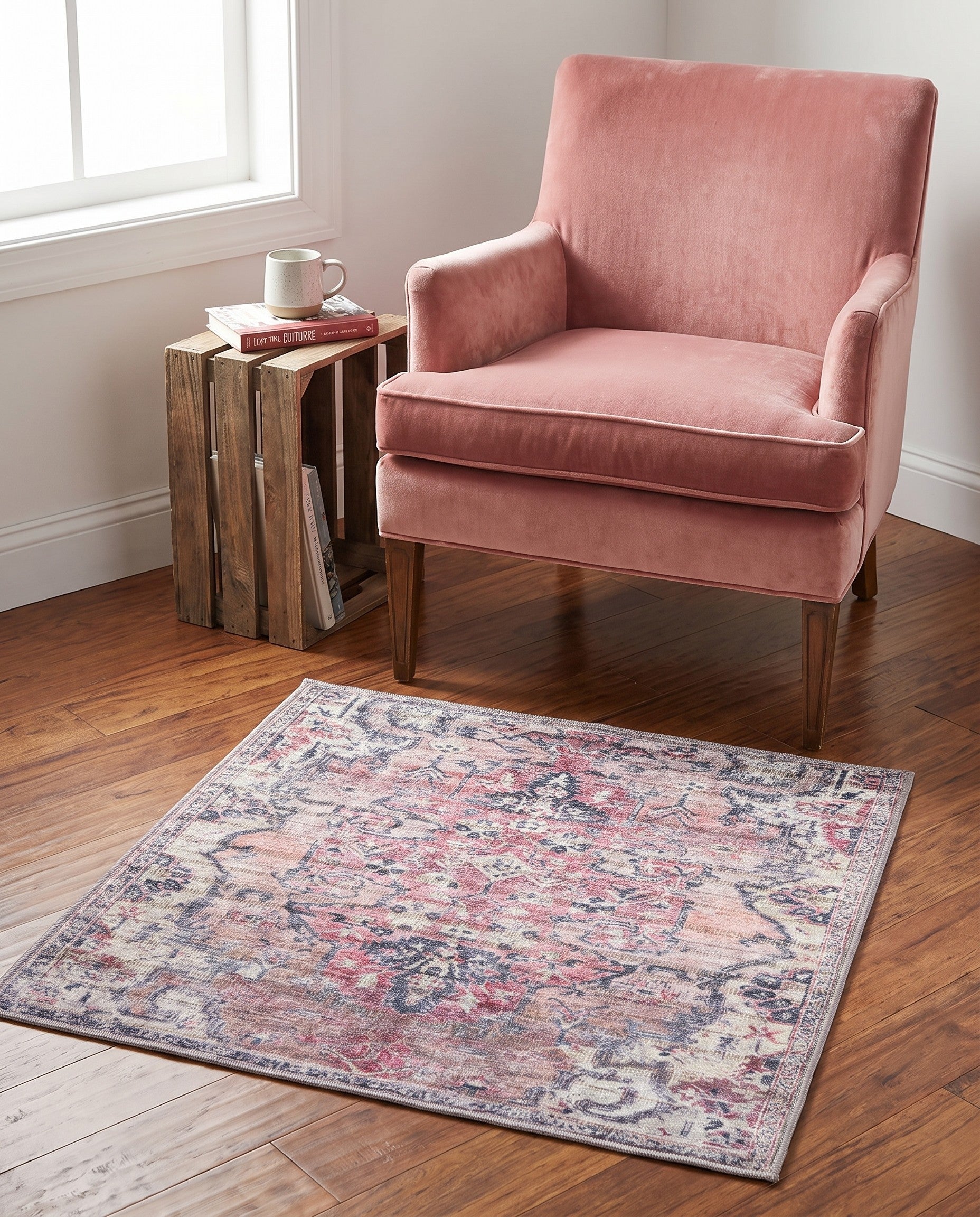 3' 3 x 3' 3 Washable Nostalgia Square Rug