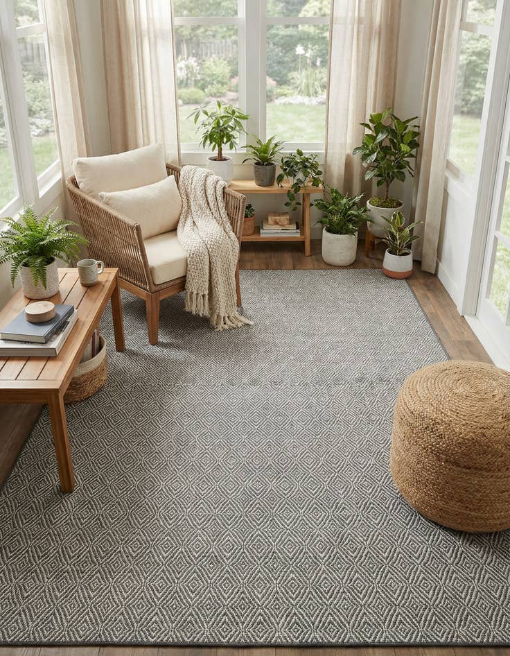 Detail image of 9' x 12' Easy-Clean Trellis Indoor / Outdoor Rug
