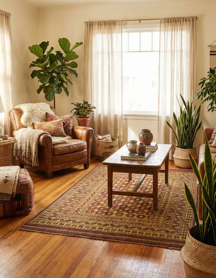 Detail image of 4' 3 x 6' 2  Hand Woven Kilim Afghan Wool Rug