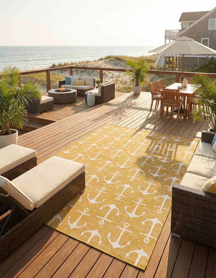 Detail image of 10' x 13'  Washable Coastal Indoor / Outdoor Rug